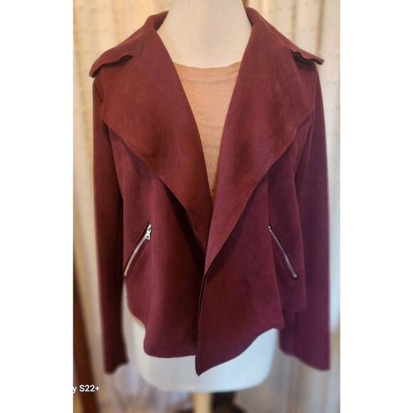J43  Daytrip faux suade burgandy utility jacket - Picture 1 of 11